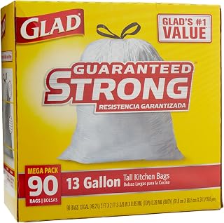 Glad 78536 Tall Kitchen Trash Bag, 90 Count - 13 Gallon