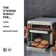 Heavy-Duty Conveyor Toaster with 450 Slices per Hour by Waring – 120-Volt, Stainless Steel, Silver, Model CTS1000