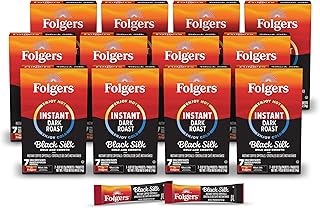 Folgers Black Silk Instant Coffee, Dark Roast, 84 Single-Serve Packets