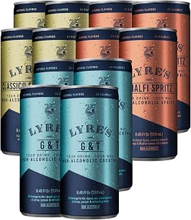 Lyre's Classics Premix Bundle, 12 Pack Non-Alcoholic, Ready-to-Drink Cocktails, Includes Classico Sparkling, G&T & Amalfi Spritz, Alcohol-Free Party Pack, Vegan & Gluten-Free (8.45 Fl Oz x 12)