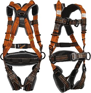 Malta Dynamics Razorback Elite MAXX - Safety Harness and Fall Protection Kit with Sewn in Lumbar Support Belt and Built-in Rescue Handles for Fall Arrest, OSHA & ANSI Compliant (Large-XLarge)