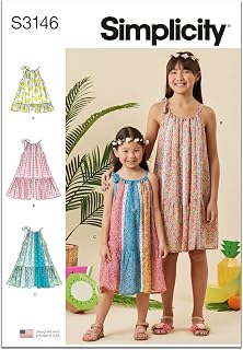 Simplicity S3146 Girls' Lined Halter Dress Sewing Pattern, Sizes 7-14