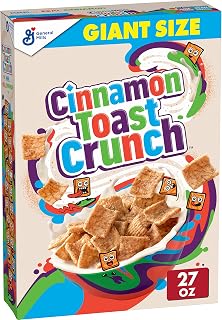 Original Cinnamon Toast Crunch Breakfast Cereal, Crispy Cinnamon Cereal, 27 oz. Giant Size Box (Pack of 8)