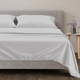 800-Thread Count-4-Pcs Premium Bedding Set- 100% Cotton Silver King Bedlinen Set Long Staple Cotton, Soft Sateen Weave, Mattress Fits Upto 24'' Deep Pockets Cotton Fitted Sheet