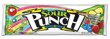 Straws Rainbow Sugar Candy by Sour Punch – Multicolor, Pack of 24, Model 8791