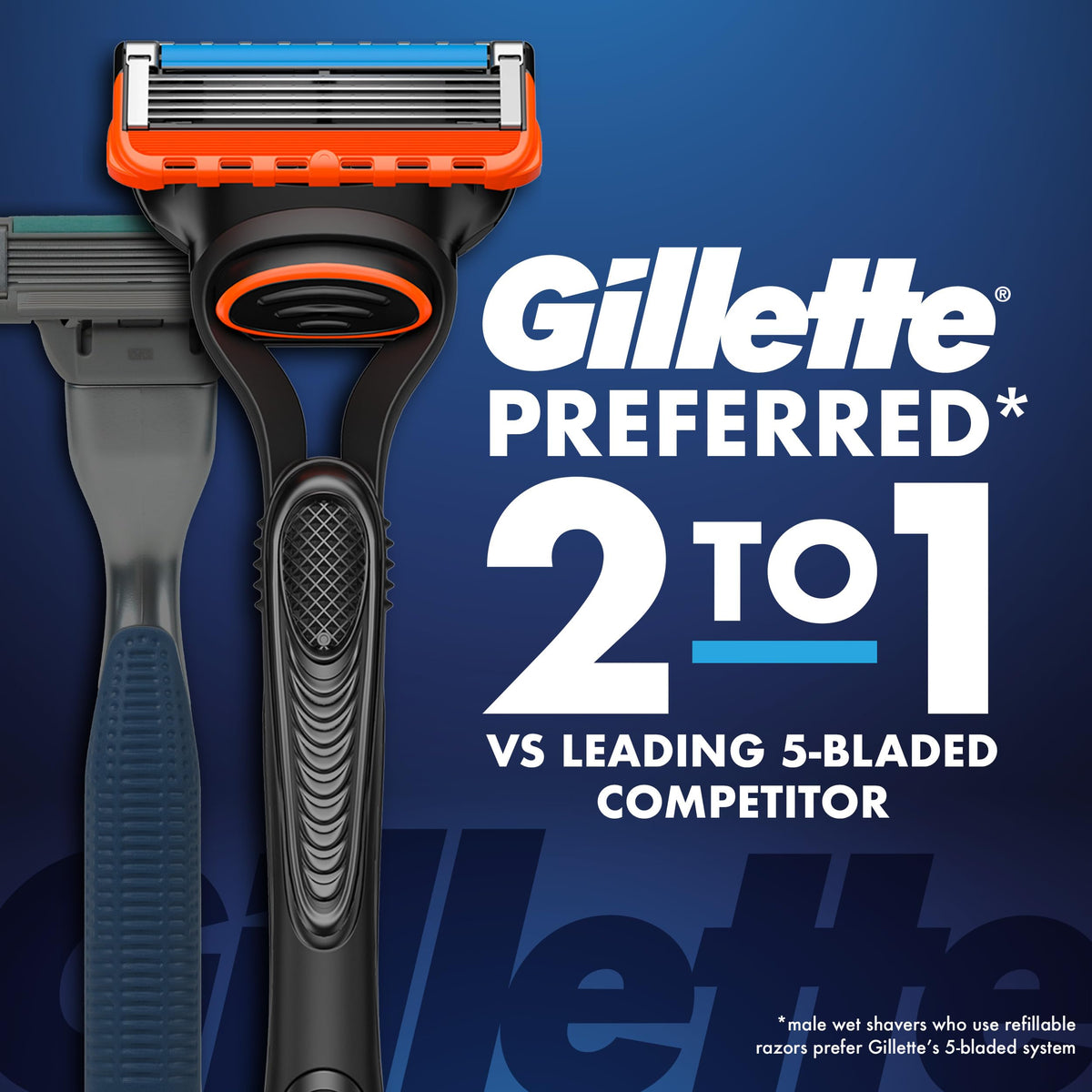 Gillette 1 Razor + 2 Refills / Fusion5 Razor Handle + 2 Refills / 1 Count (Pack of 1) Cartridge Razors