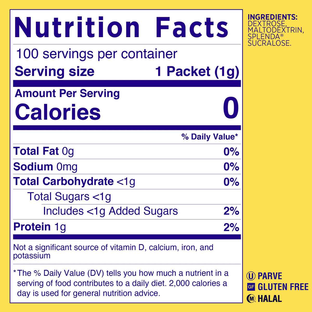 Sweetener Packets by SPLENDA – 100 Count (Pack of 2), Pack of 2
