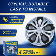 SR Acapulco 15" Bicolor Wheel Trims - Set of 4 - Universal Wheel Covers - Sporty Design - Easy Assembly by Goodyear – 15'', Bicolor, Pack of 4, Model 77276