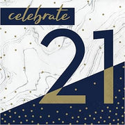 Creative Converting Navy and Gold 21st Birthday Napkins, 6.5"
