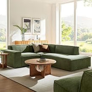 Modway Restore Fabric Upholstered 3-Piece Modular L-Shaped Sectional Sofa in Foliage – Low Profile Sectional Couch with Left-Facing Armchair, Corner Chair, and Right-Facing Chaise