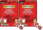 Twinings English Breakfast Black Tea K-Cup Pods for Keurig, 24 Count (Pack of 2), Smooth, Flavourful, Robust, Caffeinated, Enjoy Hot or Iced