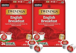 Twinings English Breakfast Black Tea K-Cup Pods for Keurig, 24 Count (Pack of 2), Smooth, Flavourful, Robust, Caffeinated, Enjoy Hot or Iced
