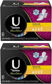 U by Kotex Clean Wear Pads Regular - 18 pads, Pack of 2