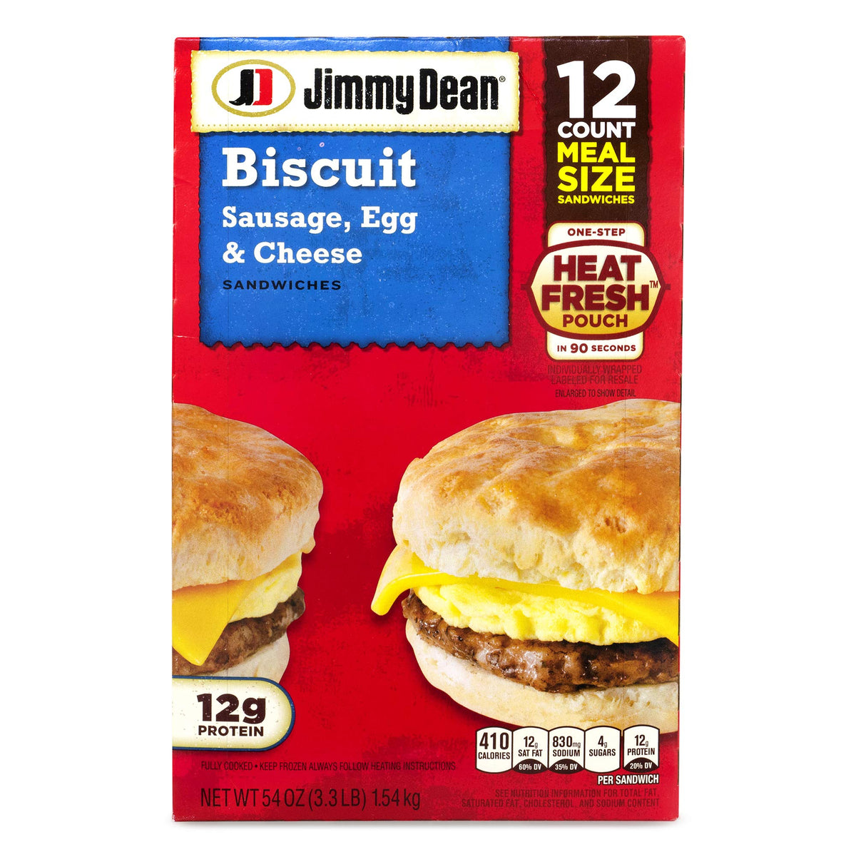 Sausage Egg and Cheese Biscuit Sandwich by Jimmy Dean – 4.5 Ounce (Pack of 12), Pack of 12