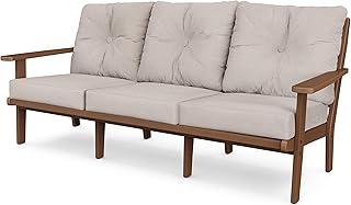 Polywood Lakeside Sofa, Teak/Dune Burlap