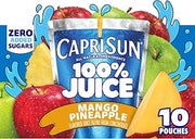 Capri Sun Mango Pineapple Flavored 100% Juice Blend from Concentrate with Added Ingredients and Other Natural Flavor, 10 ct Box, 6 fl oz Pouches