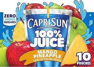 Capri Sun Mango Pineapple Flavored 100% Juice Blend from Concentrate with Added Ingredients and Other Natural Flavor, 10 ct Box, 6 fl oz Pouches