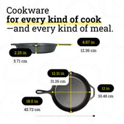 Pre-Seasoned Cast Iron Skillet by Lodge – 12 Inch, 3.0 quarts, Cast Iron, Black, Model L10SKA250