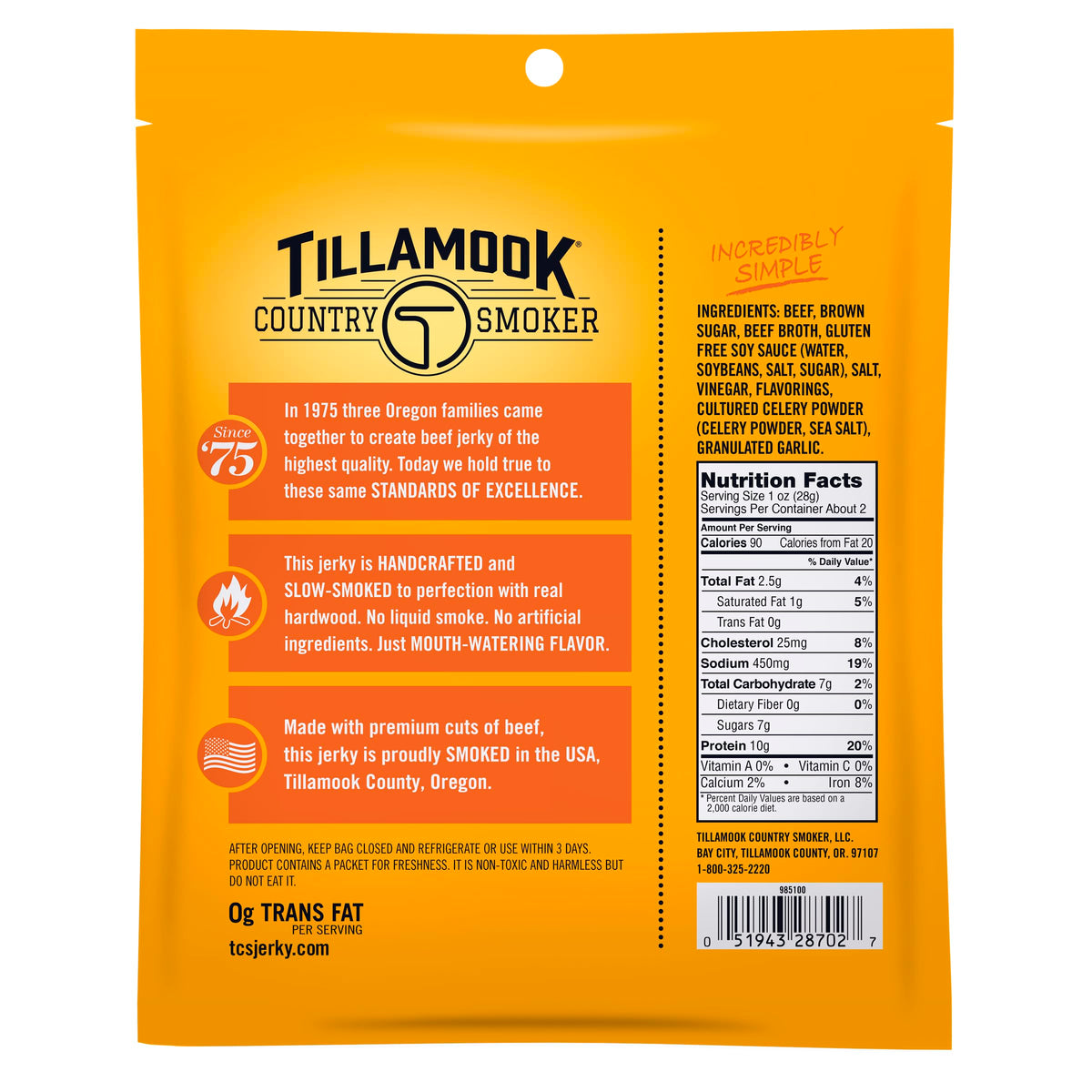TILLAMOOK COUNTRY SMOKER Teriyaki / 2.5 Ounce (Pack of 1) / 1 Jerky