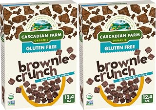 Cascadian Farm Organic Brownie Crunch Cereal, Gluten Free, Whole Grain and Made with Real Cocoa, 12.4 oz (Pack of 2)