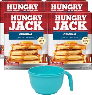 Hungry Jack Original Pancake & Waffle Mix (Pack of 4) with Mixing Bowl | No Artificial Flavors, Colors or Preservatives