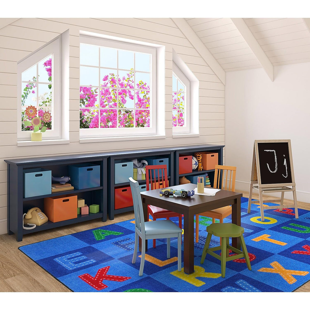Patchwork Letters 7'8" x 10'9" Area Rug in Color Multi Nylon/Multi by Joy Carpets – 7'8" x 10'9", Multi Color