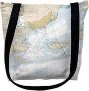 Betsy Drake TY11383PNM 16 x 16 in. Pensacola Bay Florida Nautical Map Tote Bag - Medium