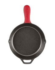 Cast Iron Skillet with Red Mini Silicone Hot Handle Holder by Lodge – 8 Inch, Cast Iron, Black, Pack of 2