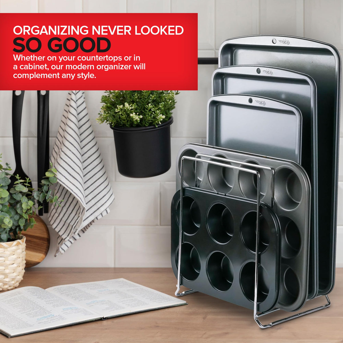 Stock Your Home Chrome / 11 x 9.25 x 7.2 inches / Minimalist Pot Lid Holders