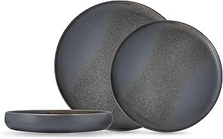 Eater x Zwiesel Fortessa Foss Stoneware, 12 Piece Dinnerware Set (Service for 4), Volcanic Gray