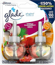 Glade PlugIns Refills Air Freshener, Scented and Essential Oils for Home and Bathroom, Hawaiian Breeze & Vanilla Passion Fruit, 1.34 Oz, 2 Count (Pack of 3)