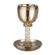 Masoret Crystal Kiddush Cup with Tray, 6.4 Inch, Set 2