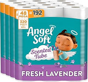 Angel Soft Toilet Paper with Fresh Lavender Scented Tube, 48 Mega Rolls = 192 Regular Rolls, Soft and Strong Toilet Tissue