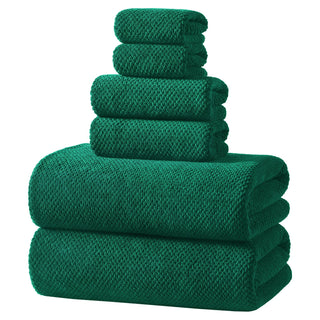 Redkiss Microfiber Towel Set, 6 Piece with Bath Hand and Washcloth, Dark Green
