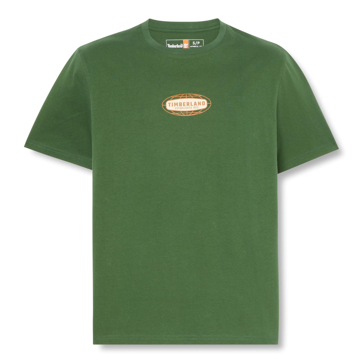 Men's Short Sleeve Front and Back Graphic Tee by Timberland – Cotton, Black Forest Green