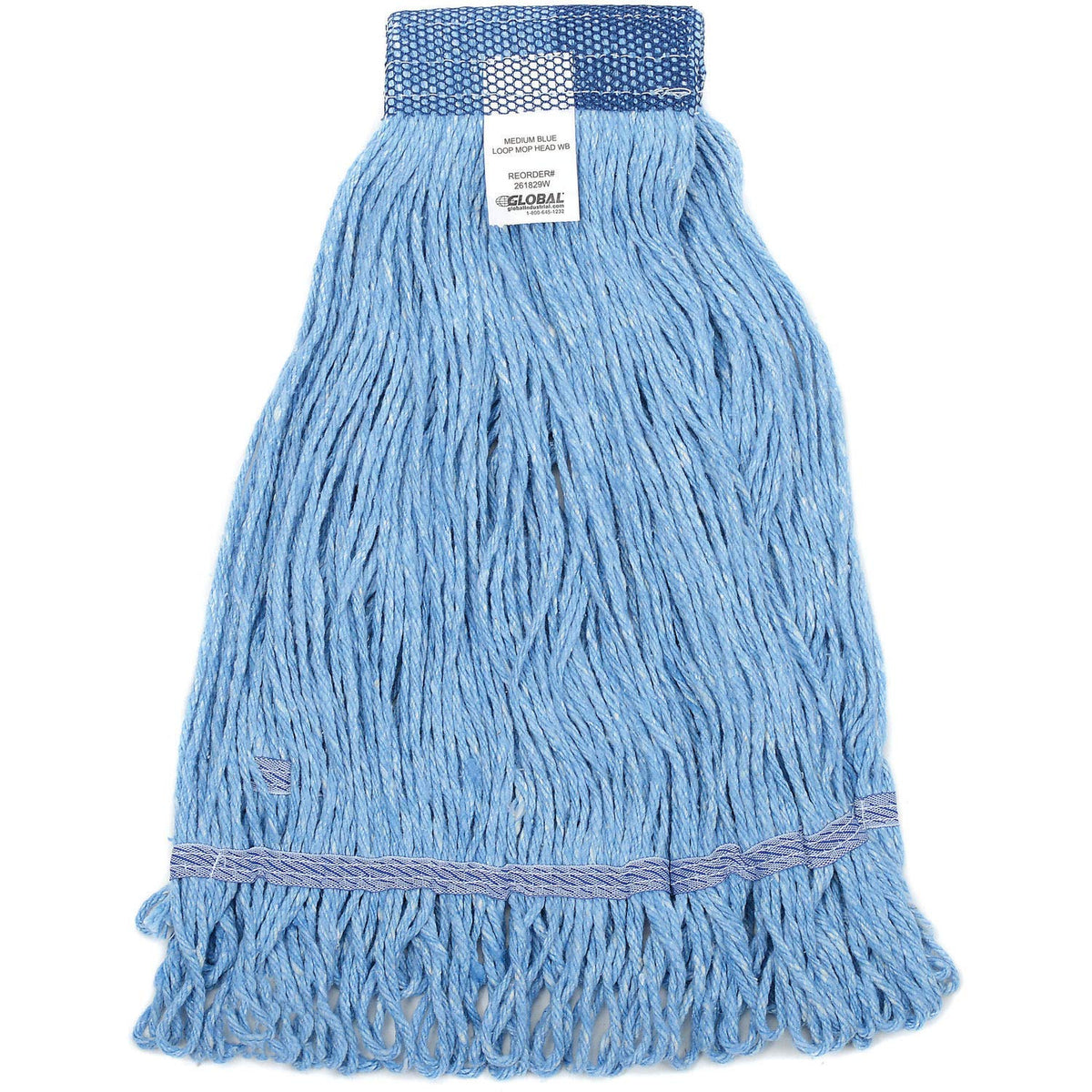 Medium Blue Looped MOP Head Wide Band by Greenwood Mop & Broom – Cotton/Rayon Synthetic, Blue, Model 97156-PL