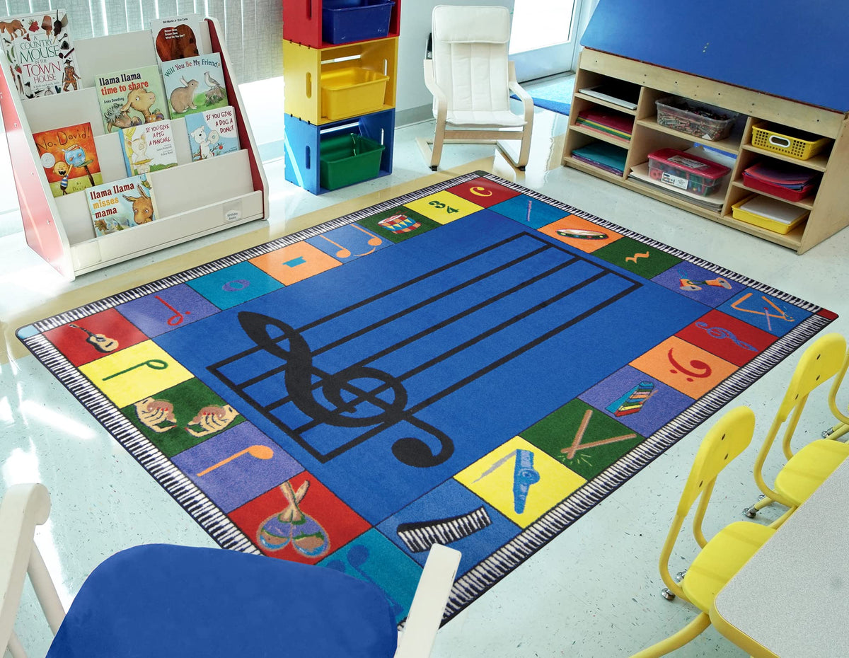 Note Worthy Preschool Rug by Joy Carpets – 10'9" x 13'2" (Rectangular), Nylon, Multi Color, Model 1462G-02