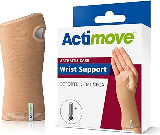 Actimove Arthritis Care Wrist Support with Heat-retaining Fabric – Drug-Free Pain Management for Arthritis, Increases Blood Circulation – Left/Right Wear - Beige, Small
