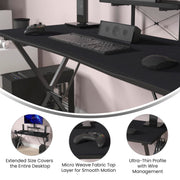 Extended Gaming Mouse Pad by Flash Furniture – 23.8L x 45.8W inches, Fabric, Rubber, Black, Model NAN-GM1031-BK-GG
