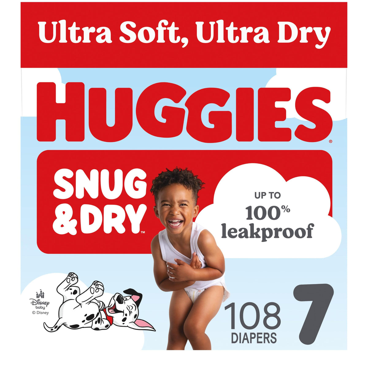 Snug & Dry Diapers Size by HUGGIES – Size 7, Pulp, White, Pack of 108, Model 00036000564150