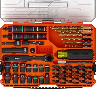 KLEIN TOOLS 65304KNECT Impact Socket Set, KNECT (S) 65-Piece SAE Metric Pass-Through Flip Socket Set, Color-Coded and Impact-Rated, MODbox Compatible