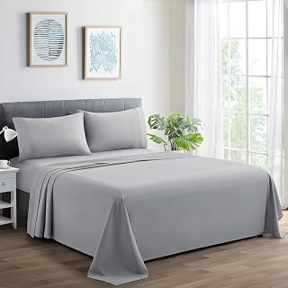 800 Thread Count-4Pcs Bed Sheet Set-Egyptian Cotton Bed Sheets, Silver King Sheets Set, Long-Staple Cotton Sheets, Bedsheet and Pillowcase Fits Mattress Upto 16'' Deep Pocket