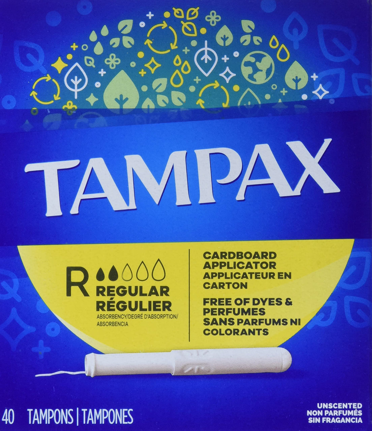 Cardboard Applicator Tampons by Tampax – 40 Count (Pack of 1), Cotton, Model 7301024751