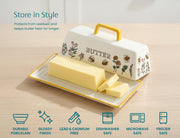 KooK Ceramic Butter Keeper with Lid, Meadow Pattern, Regular Size