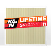 24x24x1 HVAC Furnace Air Filter by K&N – 23.6" x 23.6" x 0.8", Synthetic Polymer (PMMA), Yellow, Model HVC-12424
