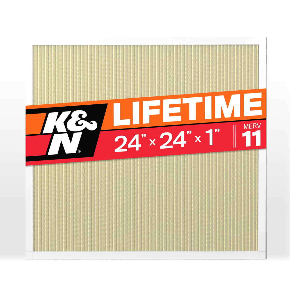 24x24x1 HVAC Furnace Air Filter by K&N – 23.6" x 23.6" x 0.8", Synthetic Polymer (PMMA), Yellow, Model HVC-12424