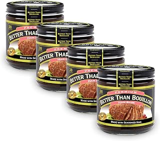 Better Than Bouillon Ham Base 8 oz (Pack of 4) with Teaspoon Scoop with BTB Authenticity Seal