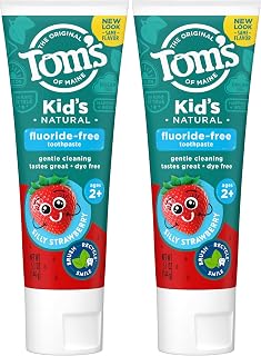 Tom's of Maine Natural Kid's Fluoride Free Toothpaste, Silly Strawberry, 5.1 oz. (Back in Original Formula) (Pack of 2)