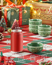 Metahom Christmas Dipping Bowls, Ceramic Set of 6, 3.5 Inch Green