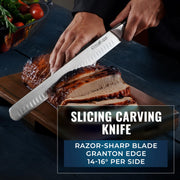 Cutluxe Butcher Knife Set, 12-Inch Brisket, 10-Inch Cimeter, 6-Inch Boning, Gray